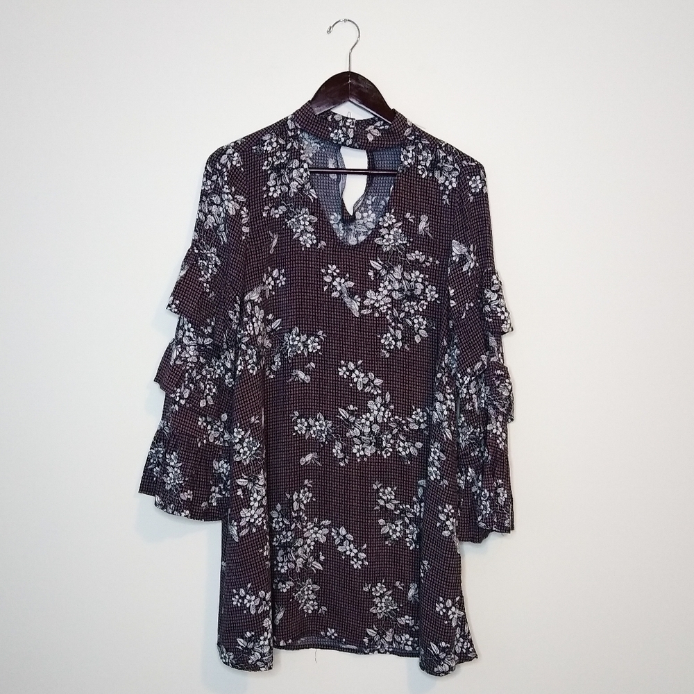 Hem & Thread ruffle long sleeve mini dress, small NWT